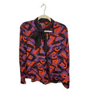 Retro Purple Neck Bow Red Vince Camuto Shirt Medium